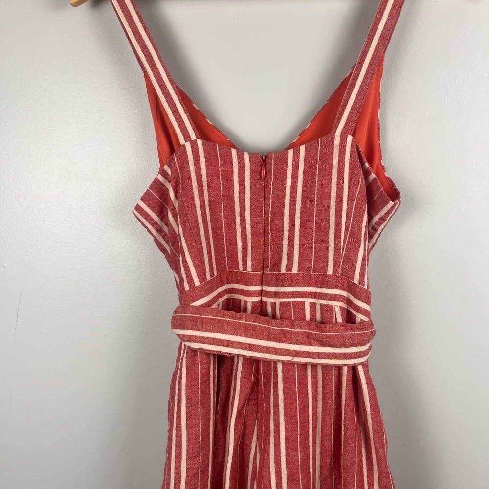 Ett Twa Anthropologie Robin Red White Stripe Seersucker Wideleg Jumpsuit size XS - Picture 7 of 8